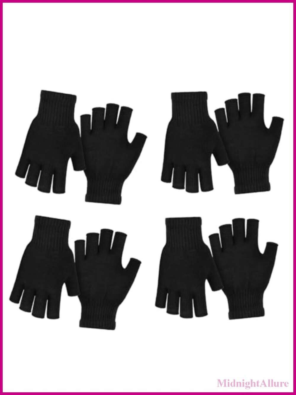 4 Pair Fingerless Half Finger Gloves Polyester Women Teen Typing Driving
